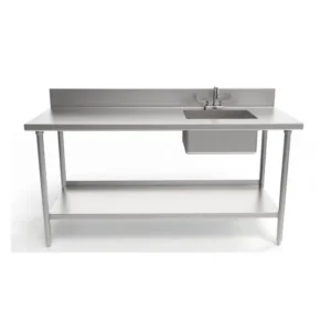 SS Table With Sink With 1 Under Shelf